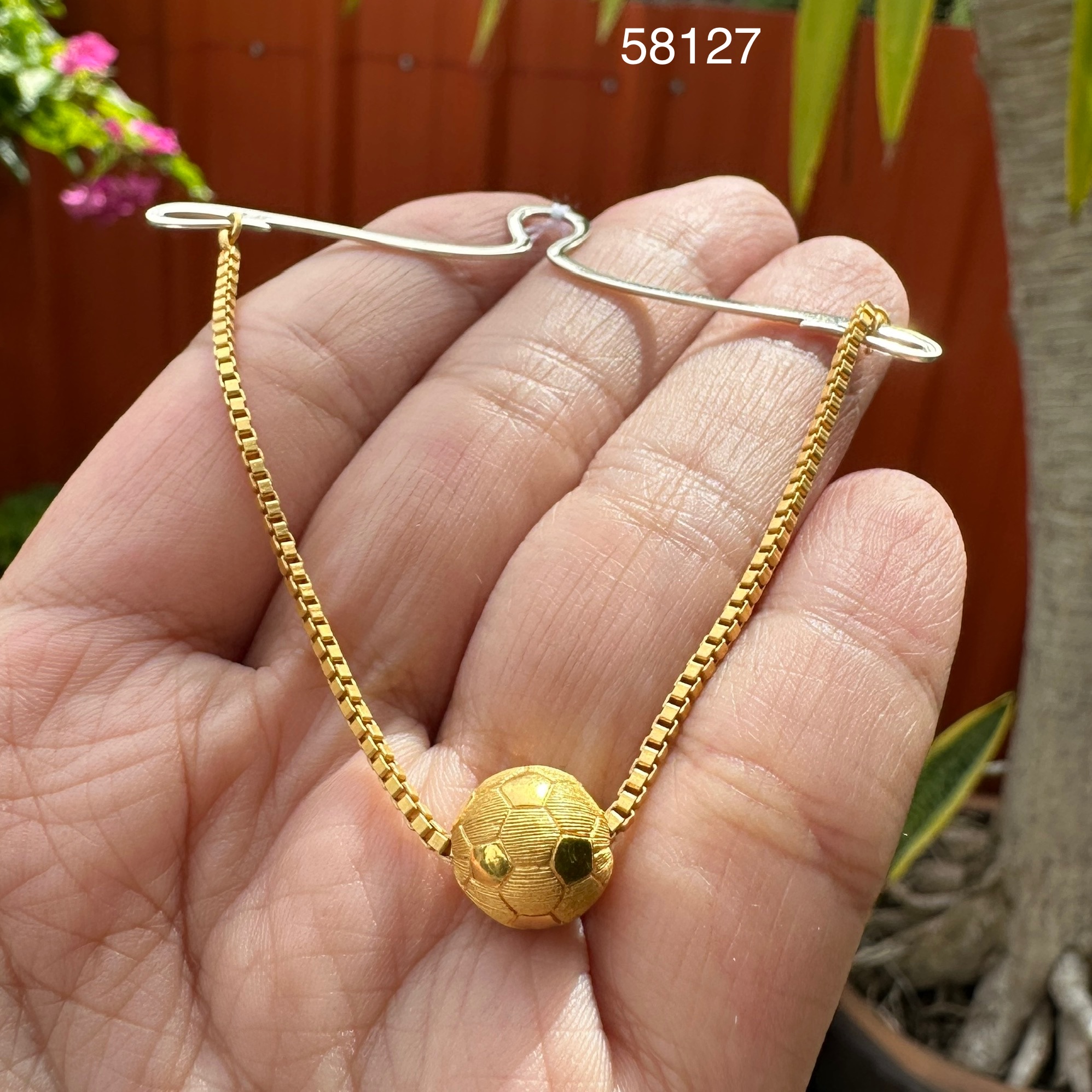 รหัส 58127 ที่ติด เนคไทด์ Prima Gold ทอง24K + ทอง14K ลายโซ่ ฟุตบอล ตุ้งติ้ง งานสวยมาก นน. 7.28 g