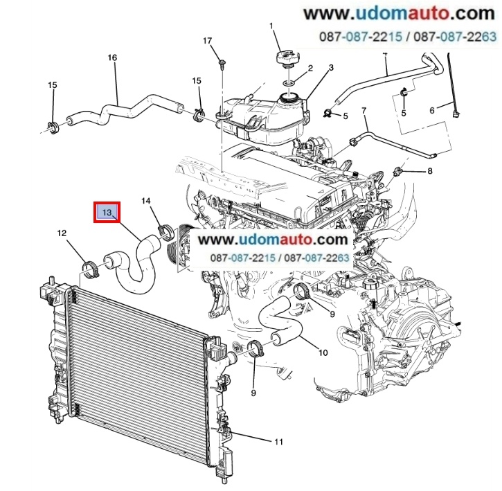 ท่อยางหม้อน้ำ(ล่าง) CHEVROLET SONIC 16L (โซนิค) /แท้ GM