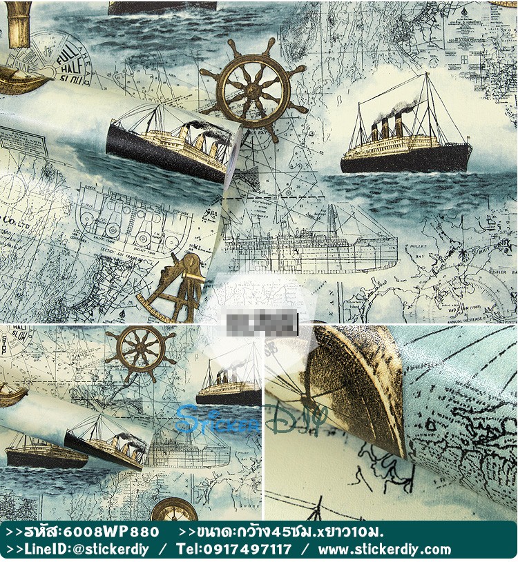 (หน้ากว้าง45cm.xยาว10m.)Wallpaper sticker วอลเปเปอร์แบบกาวในตัว WP880