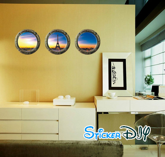 Wall sticker สติ๊กเกอร์ติดผนัง 3D Eiffel Tower สไตล์ A (Freesize)