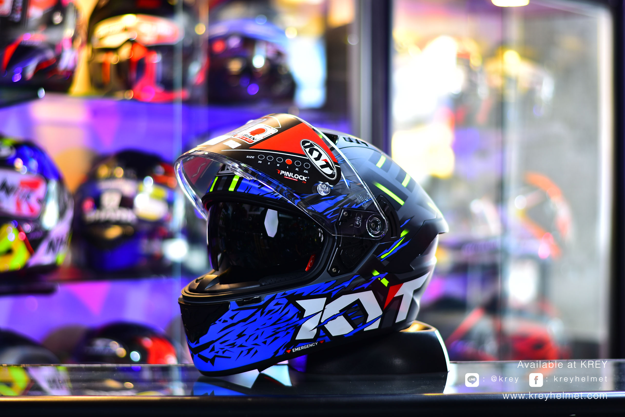 KYT model NFR Flaming Matt Grey/Blue