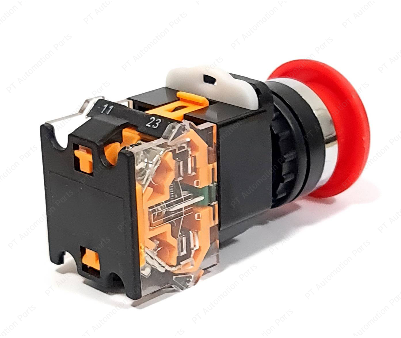 Mushroom Push Button Switch LA38-11M Self Reset ø22mm 10A 440V 1NO/1NC สวิตช์หัวเห็ด สวิตช์ปุ่มกด กดติดปล่อยดับ มีให้เลือก 2แบบ สีเขียว สีแดง