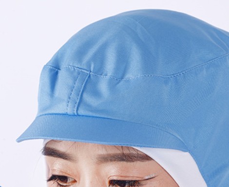 หมวกโรงงาน หมวกอนามัยป้องกันฝุ่น หมวกโรงงานคลุมไหล่ สีฟ้า สีขาว