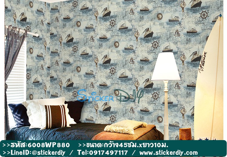 (หน้ากว้าง45cm.xยาว10m.)Wallpaper sticker วอลเปเปอร์แบบกาวในตัว WP880