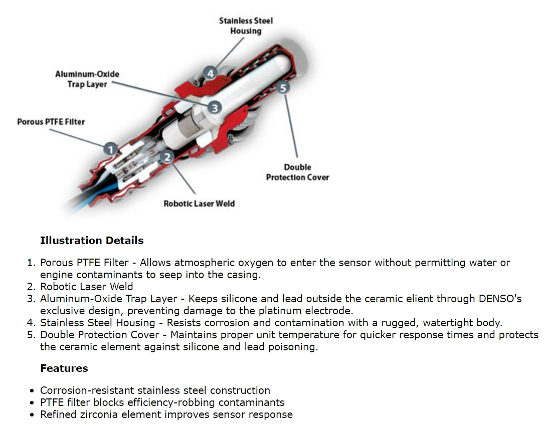 เซ็นเซอร์ท่อไอเสีย OPTRA (รุ่น 4สาย) "DENSO" / 96291099, NTK 341-W6
