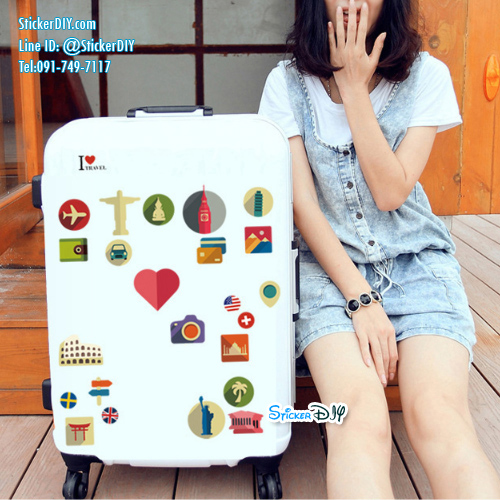 Wall Sticker สติ๊กเกอร์ติดผนัง I love travel (กว้าง86cm.xสูง55cm.)