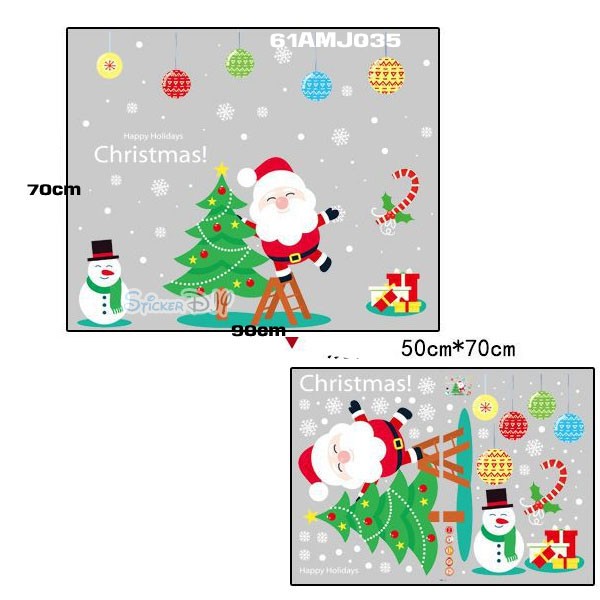 Transparent wall sticker สติ๊กเกอร์ติดผนัง Merry Christmas AMJ035(กว้าง90cm.xสูง70cm.)