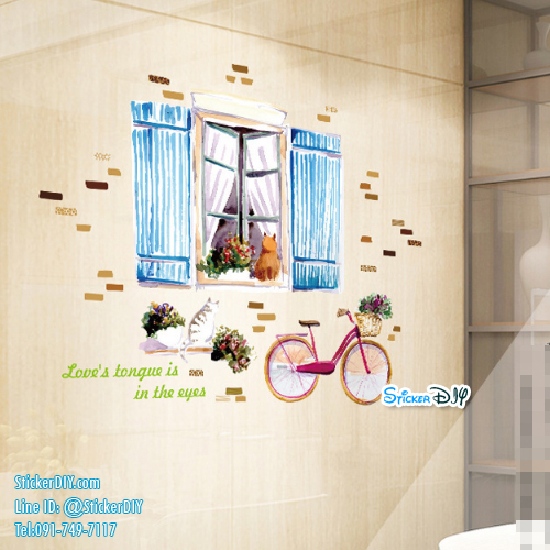 Transparent Wall sticker สติ๊กเกอร์ติดผนัง Love's tongue is in the eyes SK9262 (กว้าง105cm.xสูง83cm.)