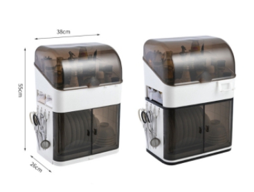 ตู้คว่ำจานแบบมีฝาปิด ชั้นคว่ำจานมีฝาปิด มีถาดรองน้ำไหล