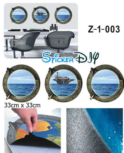 Wall sticker สติ๊กเกอร์ติดผนัง 3D OCEAN สไตล์ A (Freesize)