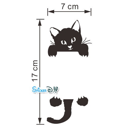 Vinyl wall sticker สติ๊กเกอร์ติดผนัง ฺBlack Kitten (กว้าง14cm.xสูง18cm.)
