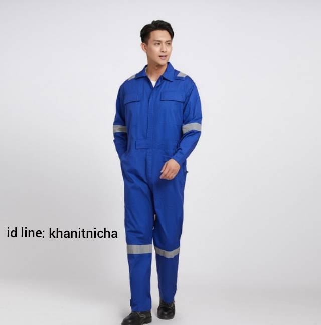 ชุดหมีช่าง ชุดหมีช่างวิศวกร ชุดหมีช่างโรงงาน มีแถบสะท้อนแสง สีแดง สีขาว สีเทา สีส้ม สีกรมท่า สีน้ำเงิน