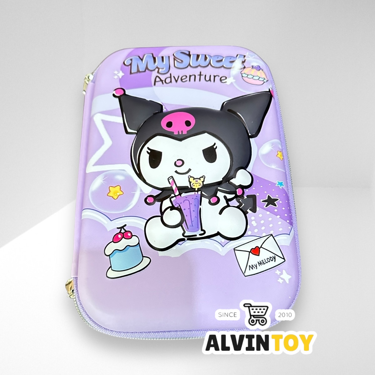 กระเป๋าดินสอไฟเบอร์ซิปรอบ Kuromi คุโรมิ