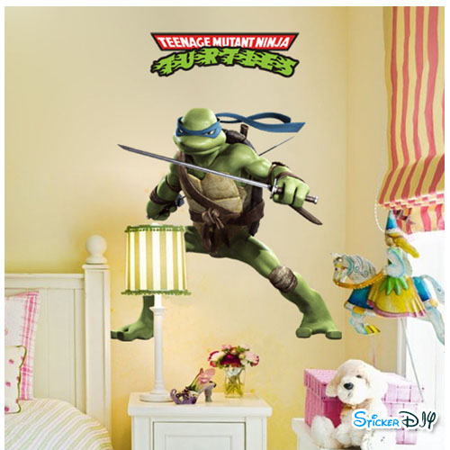 Wall Sticker สติ๊กเกอร์ติดผนัง 3D Ninja Turtles (กว้าง65cm.xสูง85cm)