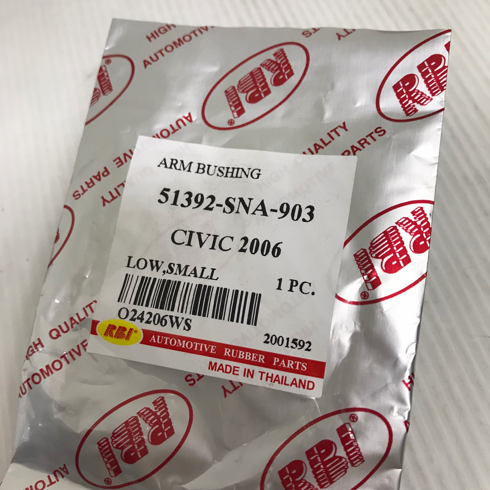 (1ตัว) บู๊ชปีกนก HONDA ตัวล่าง ตัวเล็ก CIVIC FD ปี 2006 ตัว ล่าง ฮอนด้า ซีวิค นางฟ้า / LOWER / SMALL ARM BUSHING ยี่ห้อ RBI เบอร์ 51392-SNA-903 / O24206WS