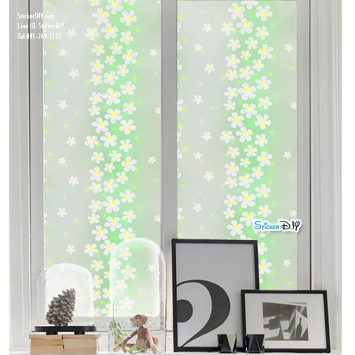 สติ๊กเกอร์ฝ้าติดกระจก แบบมีกาวในตัว ลีลาวดี สีเขียว (หน้ากว้าง 90cm) เมตรละ 89 บาท