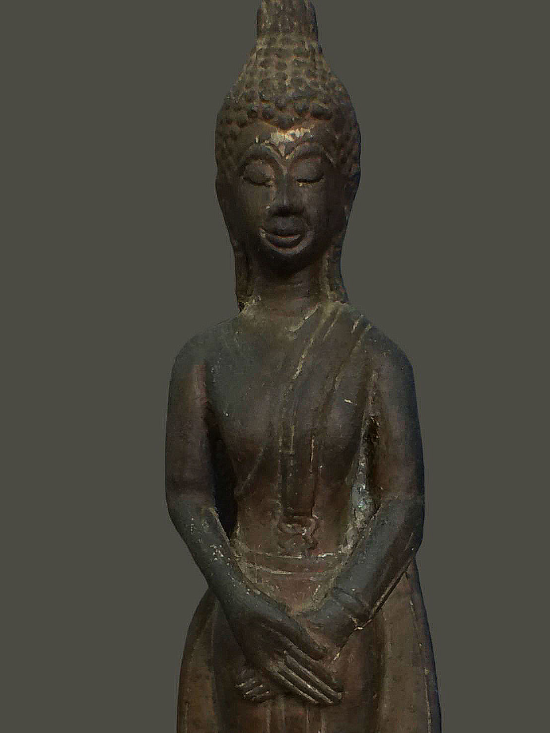 พระบูชาปางถวายเนตร(พระประจำวันอาทิตย์) หล่อดินไทย เนื้อทองเหลือง สูง 11.5 นิ้ว