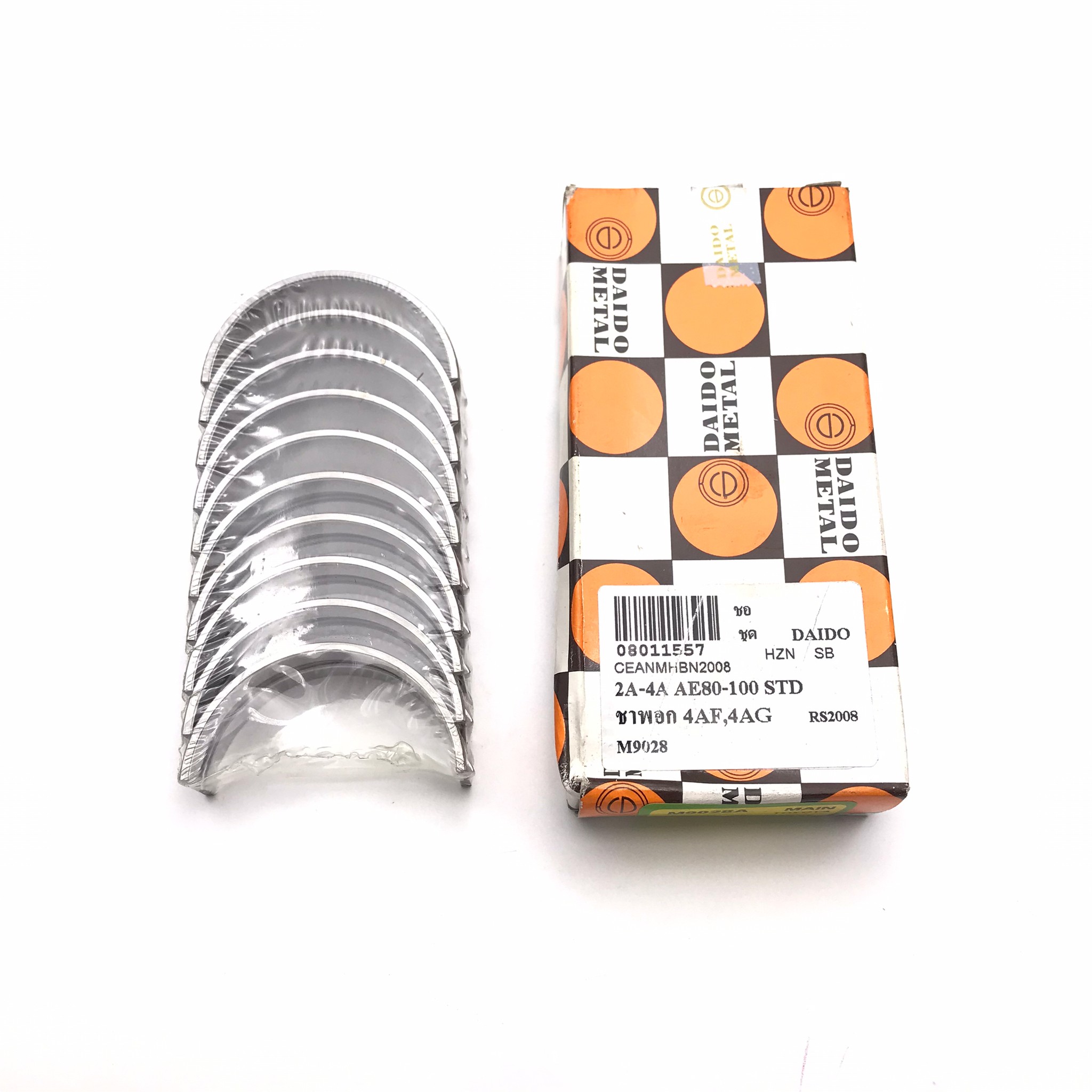(1 กล่อง) ชาร์ปอก TOYOTA 2A / 4A / 4A-FE / AE80-100 / 4AG / 4AG โตโยต้า เบอร์ M9028A / SIZE (STD) / ยี่ห้อ DAIDO MADE IN JAPAN ( Main Bearing)