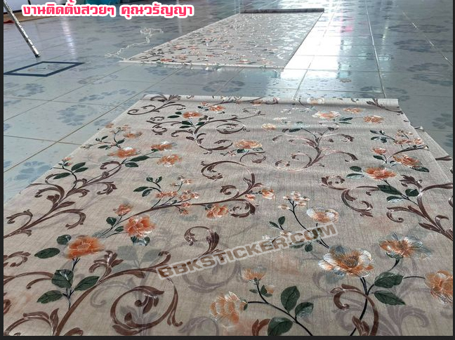 ฟิล์ม PVC สูญญากาศติดกระจก กันร้อน/กันรังสียูวี "Vintage Flowers" G102 (หน้ากว้าง90cm.) เหลือเมตรละ 159 บาท