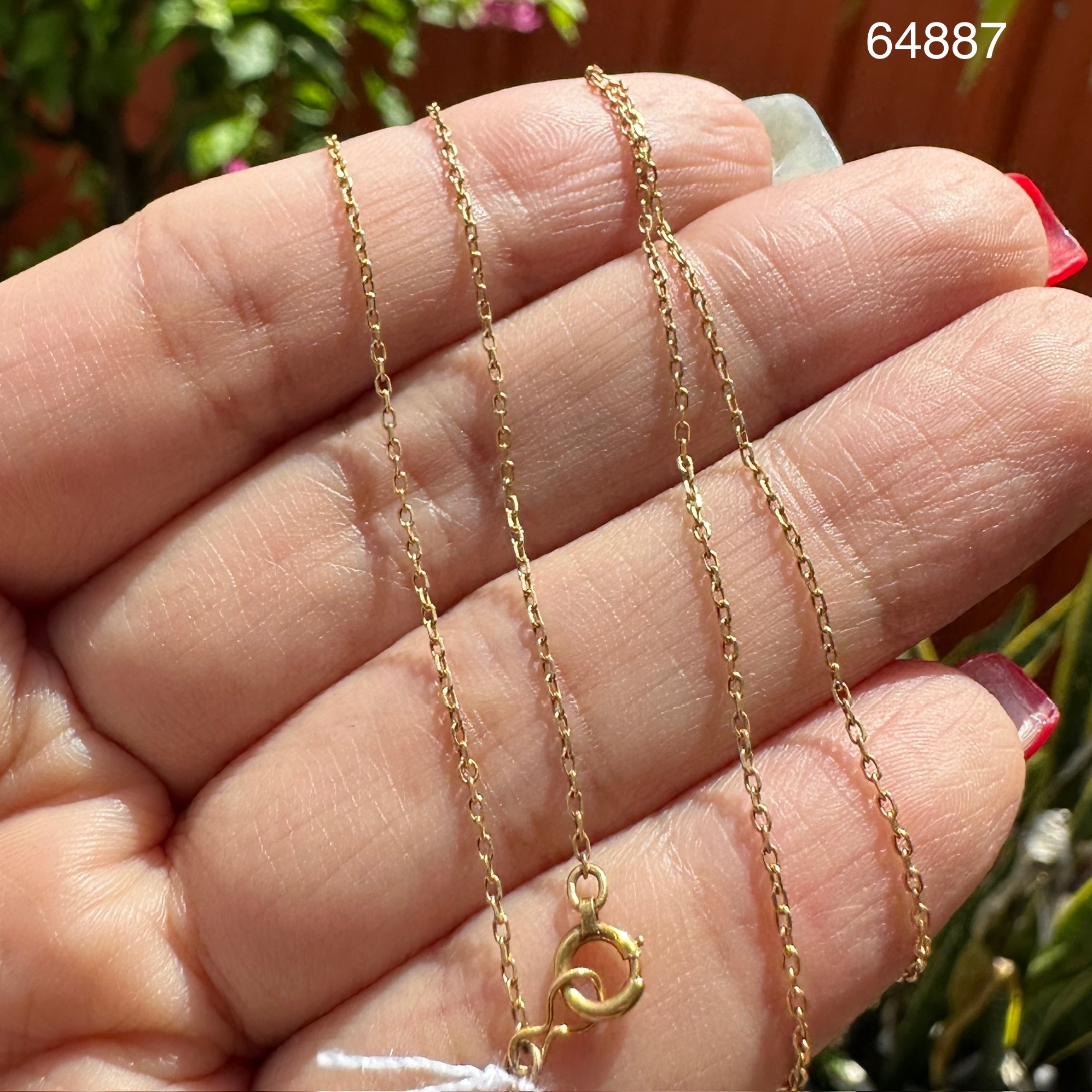 รหัส 64887 สร้อยคอ อิตาลี750 ทอง18K ลายโซ่ รอบเส้น ความยาว 16 นิ้ว นน. 1.08 g