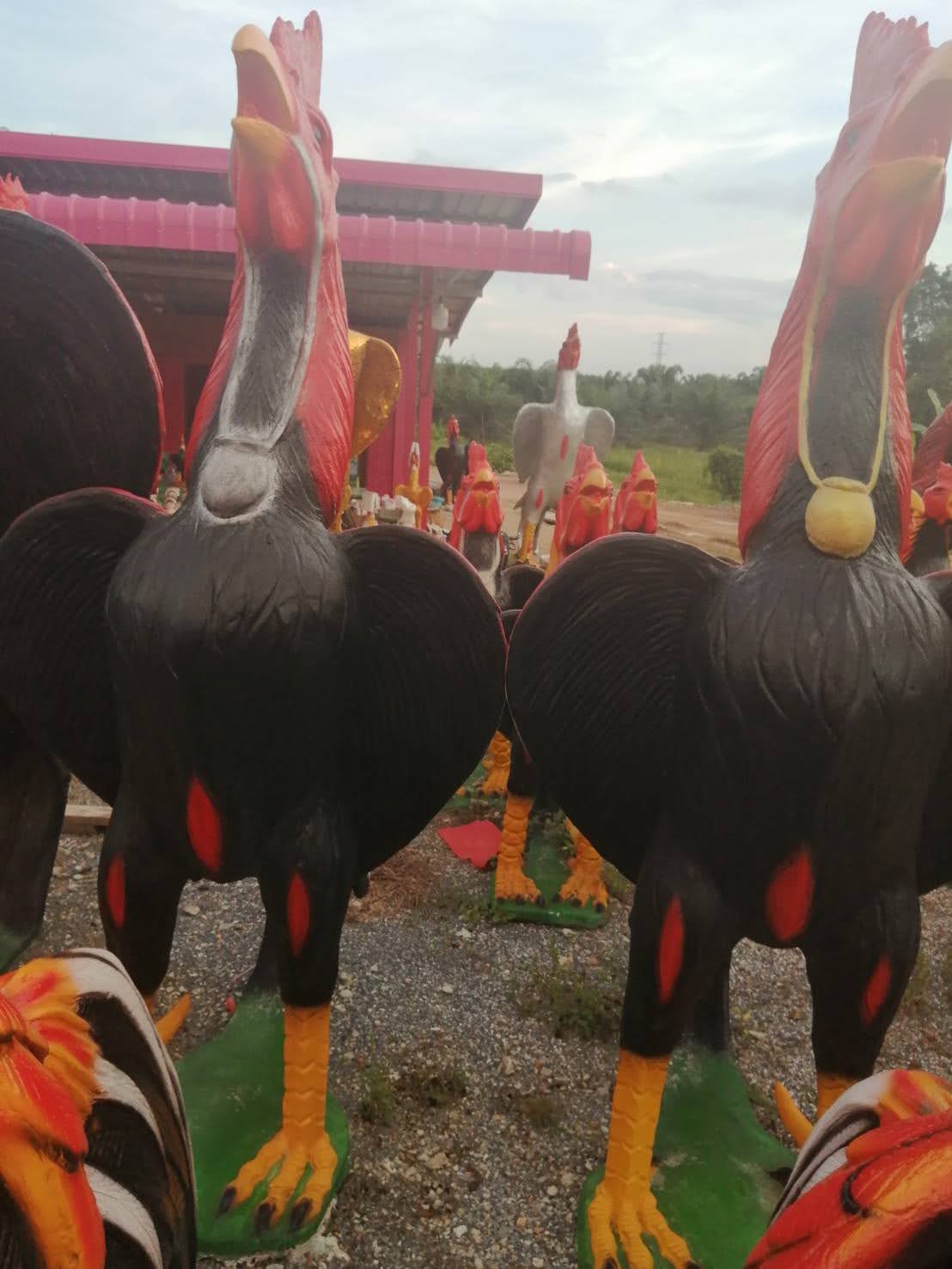 ไก่ปูนปั้นแก้บน-ถวายขอพรตาไข่วัดเจดีย์ ขนาด2 เมตร