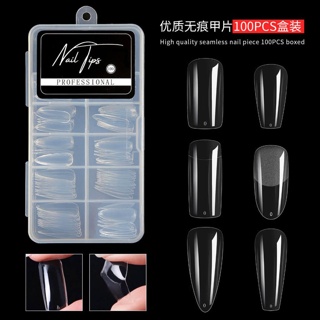 เล็บปลอม pvc แบบใส งอได้ 100ชิ้น
