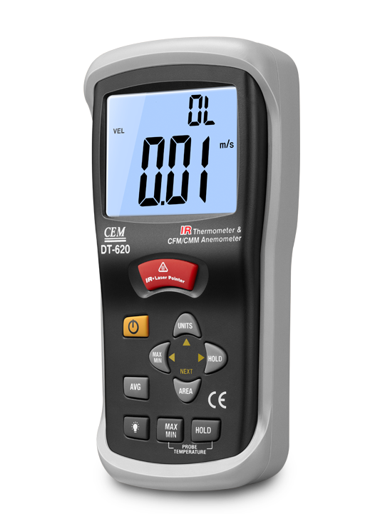 เครื่องวัดความเร็วลม CEM DT-620 CFM/CMM Thermo-Anemometer