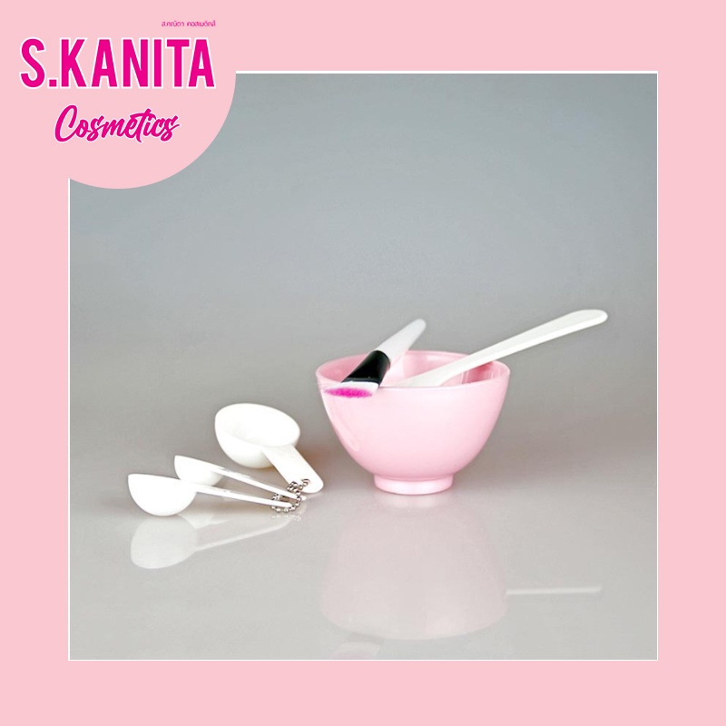 ถ้วยผสมมาส์กหน้า พร้อมแปรง และที่ตวง (SKU-05489)