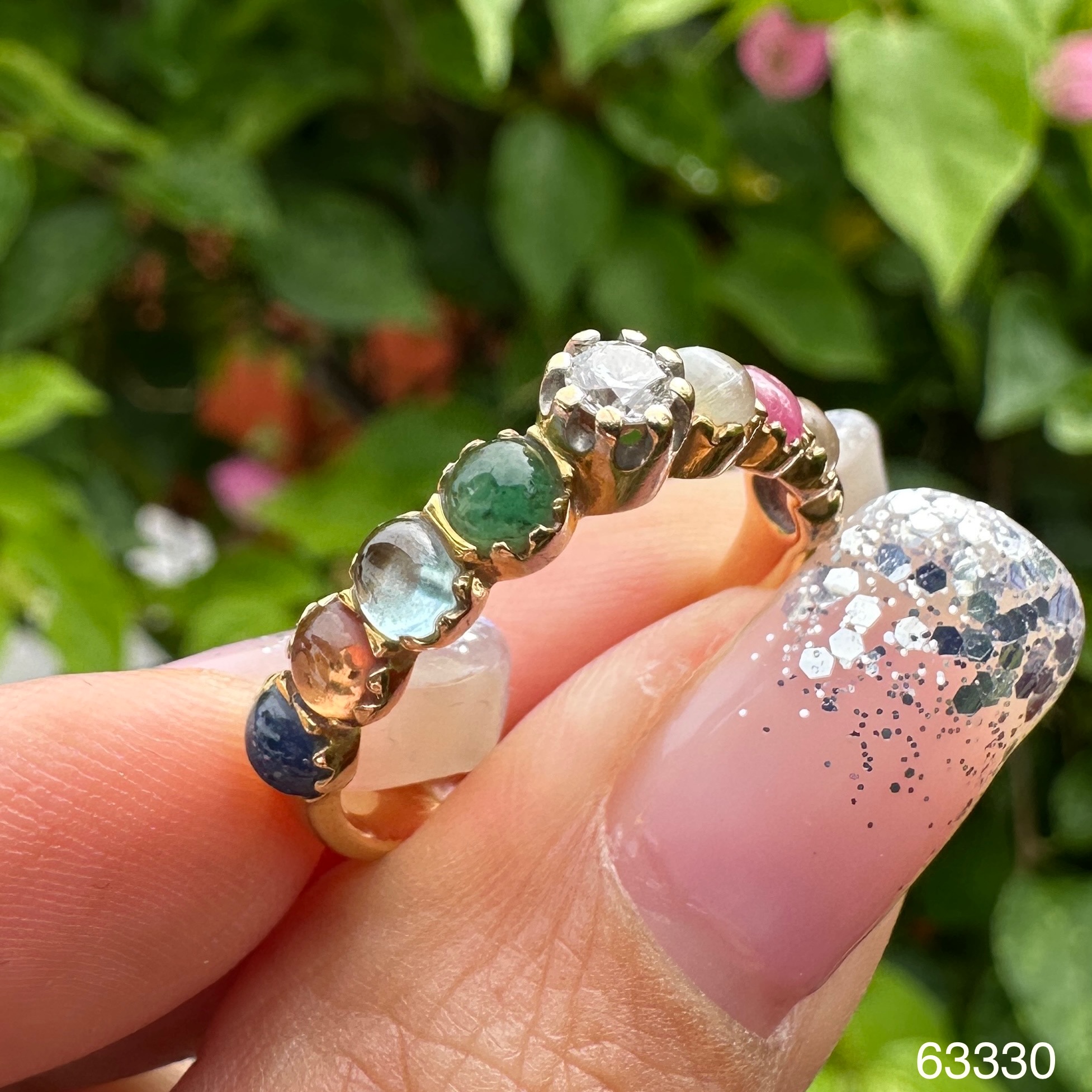 รหัส 63330 แหวน นพเก้า ฝังเพชร 1 เม็ด 0.10 กะรัต ทอง18K ขนาด 58 งานสวย วิ้งวิ้ง นน. 3.38 g