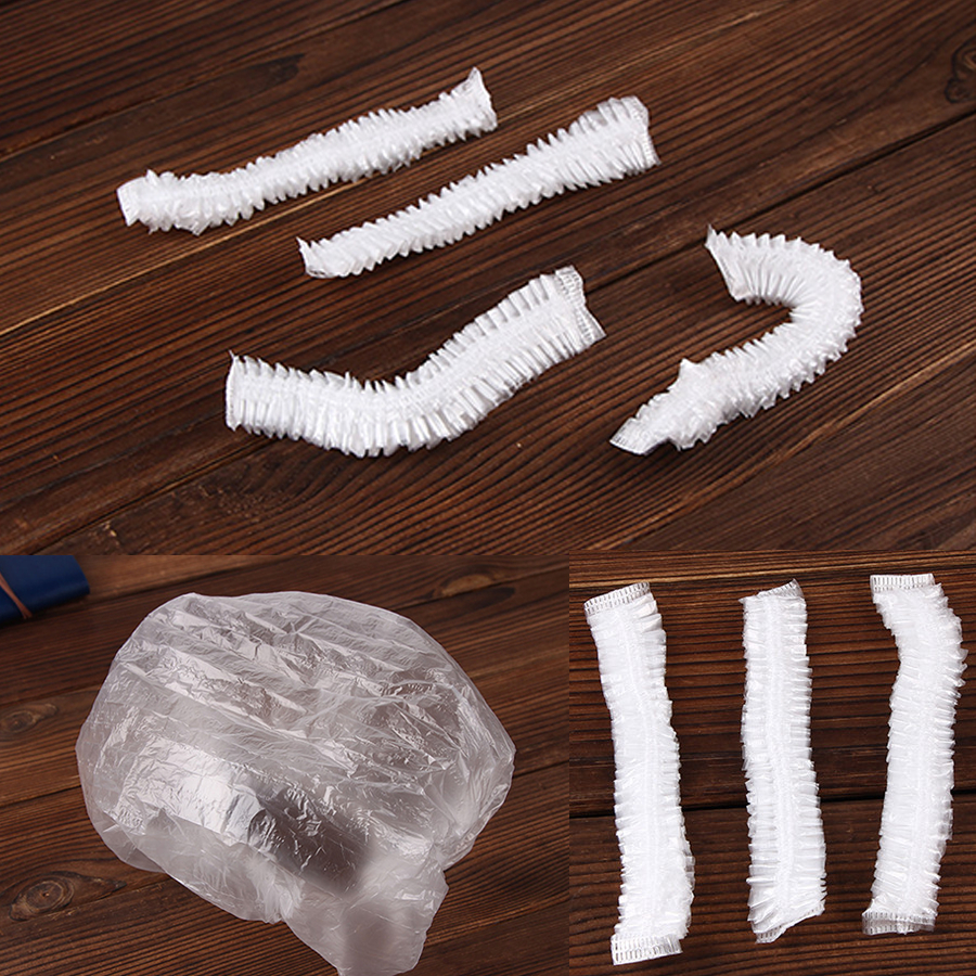 หมวกคลุมผม พลาสติก แบบใช้แล้วทิ้ง (10 ชิ้น ในแพ็ค) Disposable plastic hair cap (10 pieces per pack)