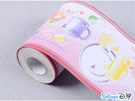 Border Wallpaper sticker วอลเปเปอร์แต่งขอบแบบกาวในตัว Plate Cup (กว้าง10cm.xยาว10m.)