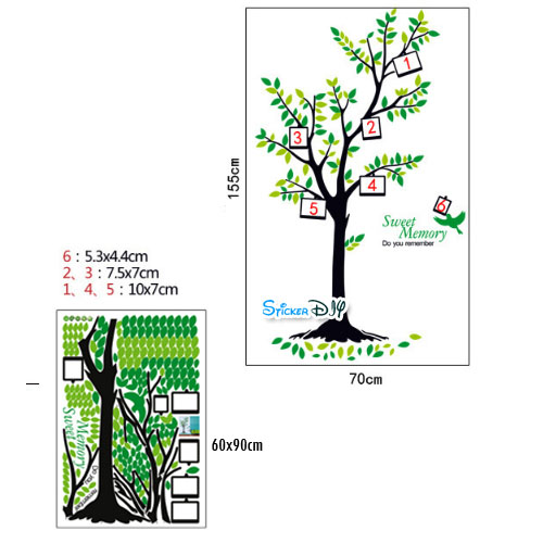 Transparent Wall Sticker สติ๊กเกอร์ติดผนัง กรอบรูปต้นไม้ Sweet memory (กว้าง70cm.xสูง155cm.)