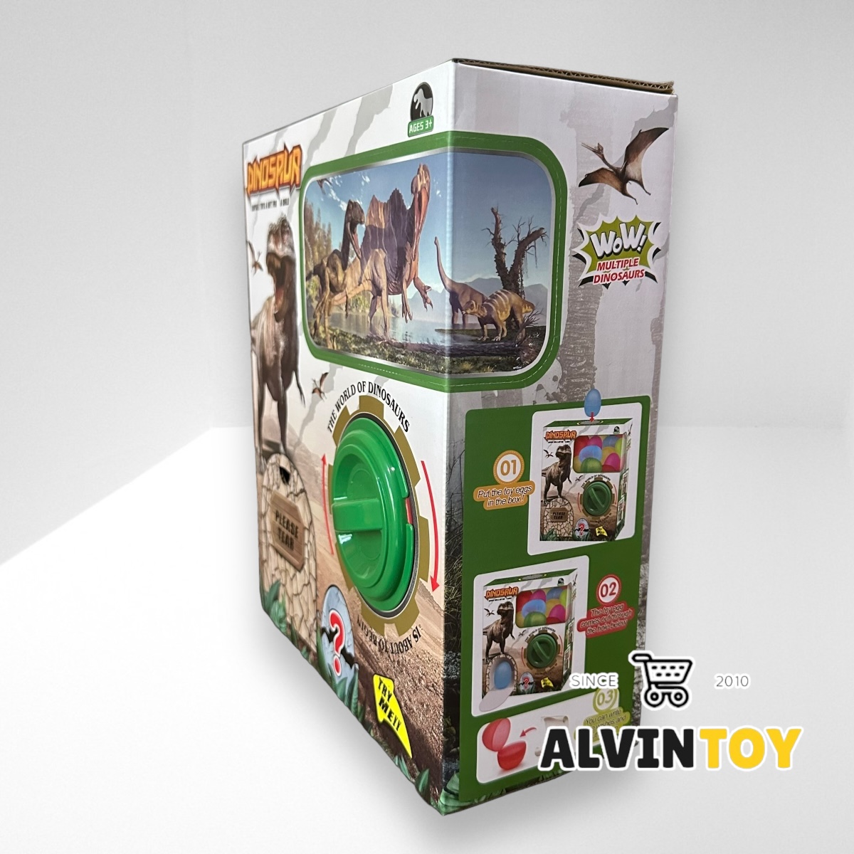 ของเล่น Gacha Dinosaur - ตู้หมุนไข่ไดโนเสาร์ กล่องใหญ่ มีไข่โดโนเสาร์ให้ในกล่อง 12 ฟอง ในไข่มีโมเดลไดโนเสาร์