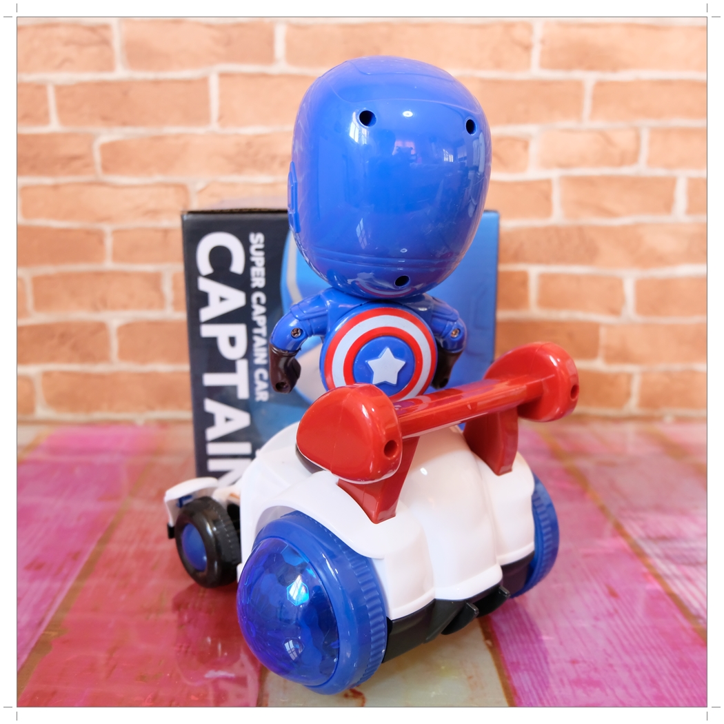 Captain America Cars - รถชนถอยกัปตันอเมริกา สามารถวิ่งได้ด้วยล้อไฟดิสโก้และเมื่อชนกับสิ่งกีดขวางใดๆก็สามารถเปลี่ยนทางได้อัตโนมัติ