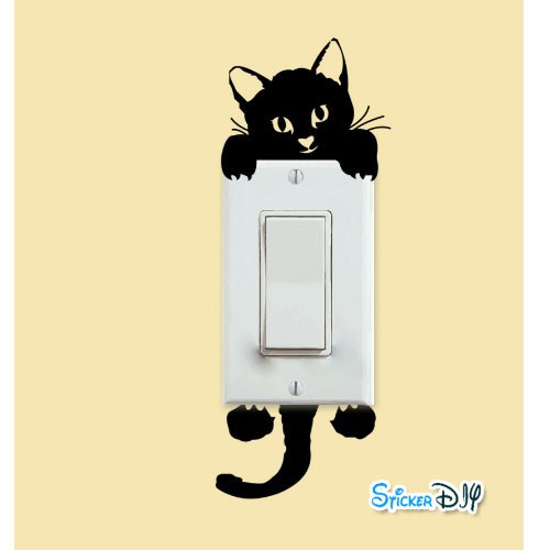 Vinyl wall sticker สติ๊กเกอร์ติดผนัง ฺBlack Kitten (กว้าง14cm.xสูง18cm.)