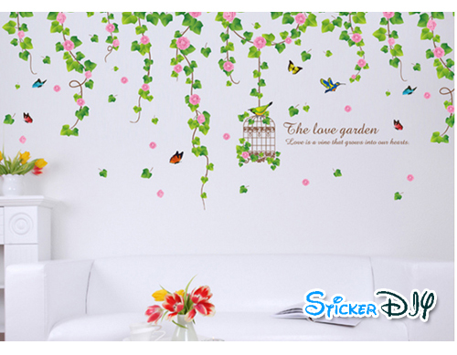 Transparent Wall sticker สติ๊กเกอร์ติดผนัง กรงนก The love garden (กว้าง96.5cm.xสูง125cm.)
