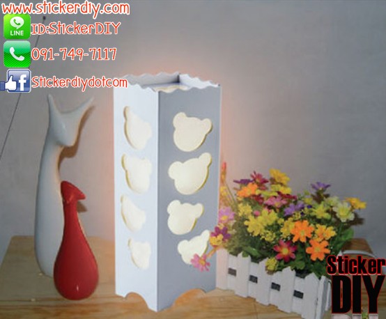 โคมไฟแต่งบ้าน แบบตั้งโต๊ะฉลุลาย TEDDY BEARS สีขาว