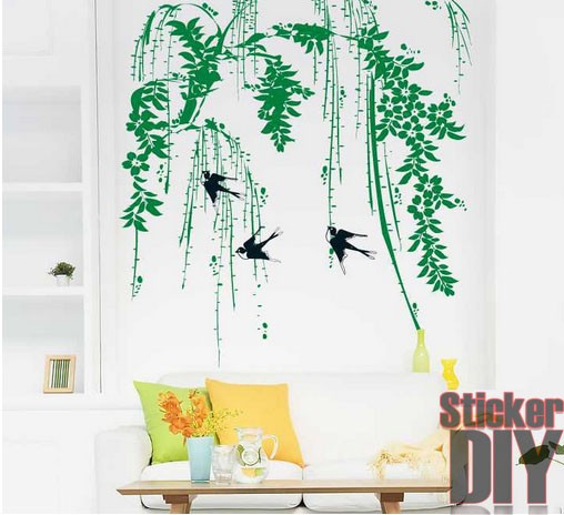Transparent Wall Sticker สติ๊กเกอร์ติดผนัง นกนางแอ่นเหินเวหา (กว้าง70cm.xสู85cm.)