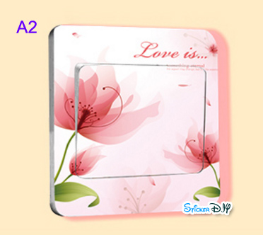 Transparent Wall Sticker สติ๊กเกอร์ติดสวิตช์ไฟ "Flower" A2 (กว้าง8.7cm.xสูง8.7cm.)