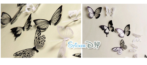 Transparent wall sticker สติ๊กเกอร์ติดผนัง 3D butterfly สไตล์ C (กว้างfree.xสูงfree.)