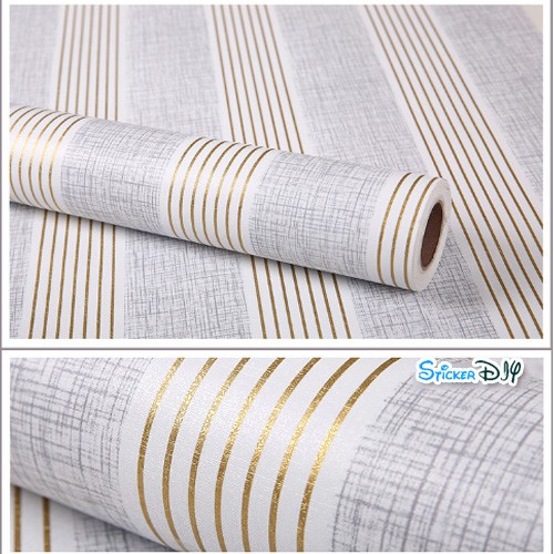 (กว้าง45cm.xยาว10m.)Wallpaper sticker วอลเปเปอร์แบบกาวในตัว Line สไตล์E
