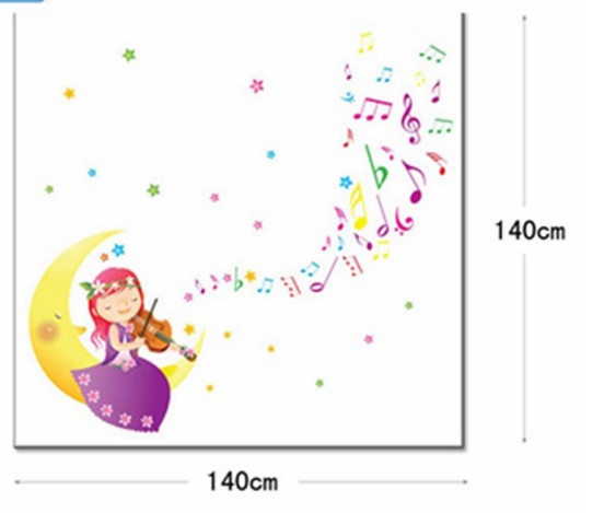 Transparent Wall Sticker สติ๊กเกอร์ติดผนัง สาวน้อยนักไวโอลิน (กว้าง140xสูง140cm.)