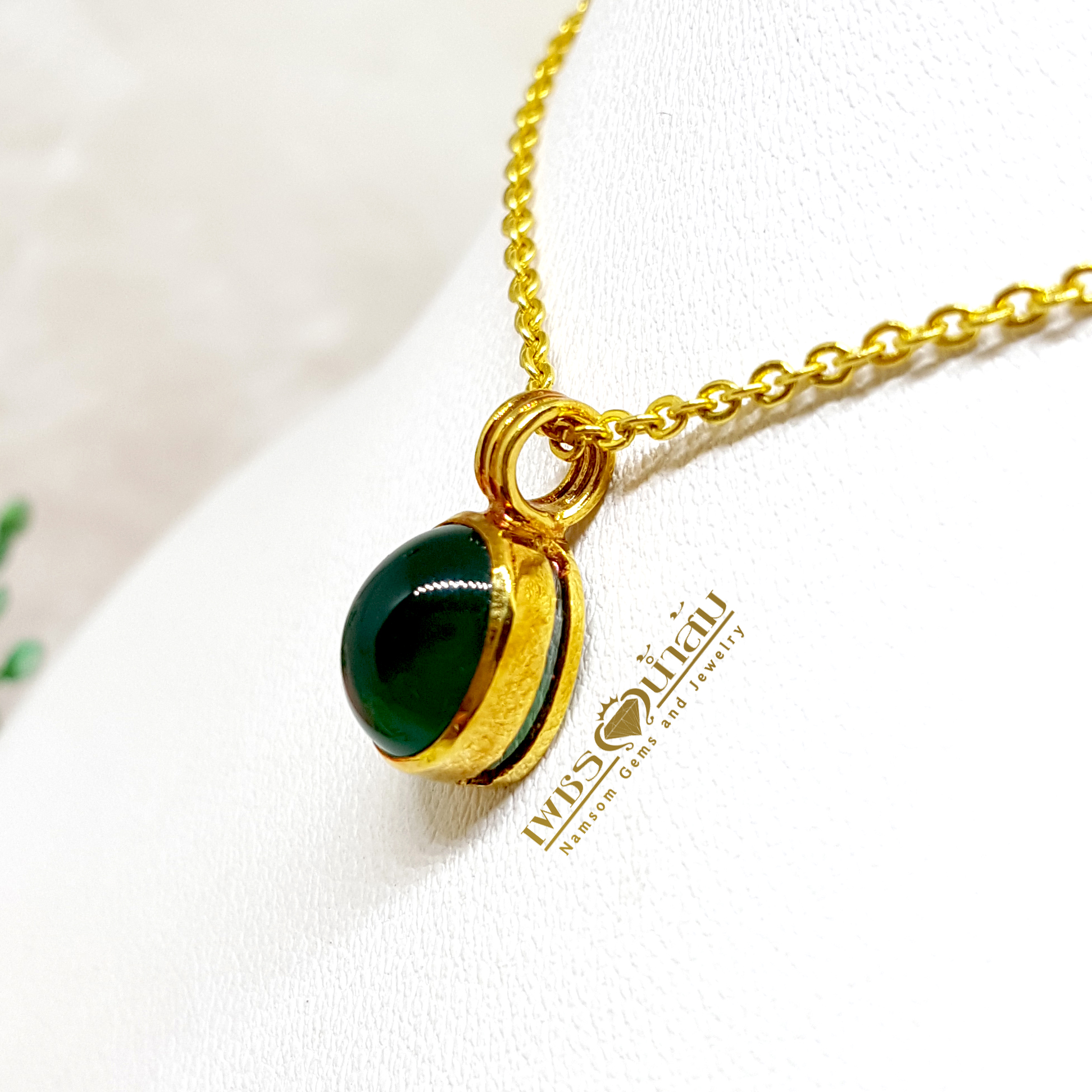 จี้พลอย Green Agate สีเขียว ชิ้นเล็กน่ารัก