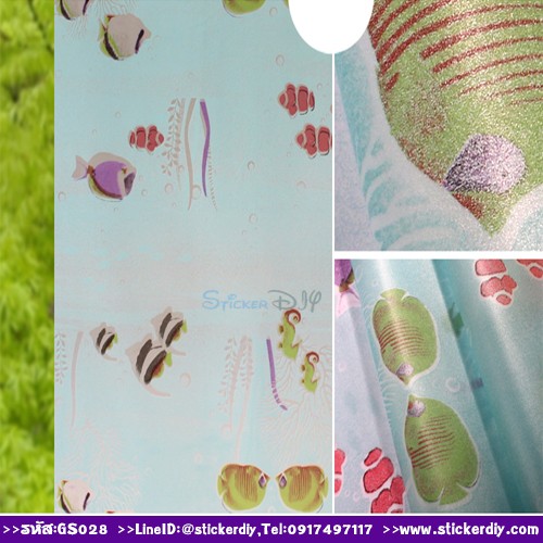 สติ๊กเกอร์ฝ้าติดกระจก แบบมีกาวในตัว ลายนีโม่ GS028(หน้ากว้าง90cm) เหลือเมตรละ89บาท