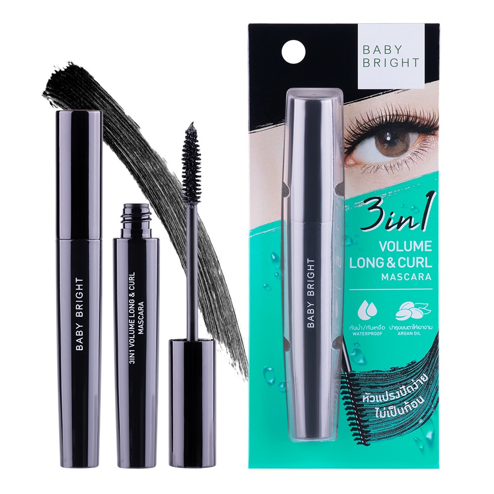 BABY BRIGHT ทรีอินวันวอลลุ่มลองแอนด์เคิร์ลมาสคาร่า 8G เบบี้ไบร์ท BABY BRIGHT 3 IN 1 VOLUME LONG & CURL MASCARA 8G