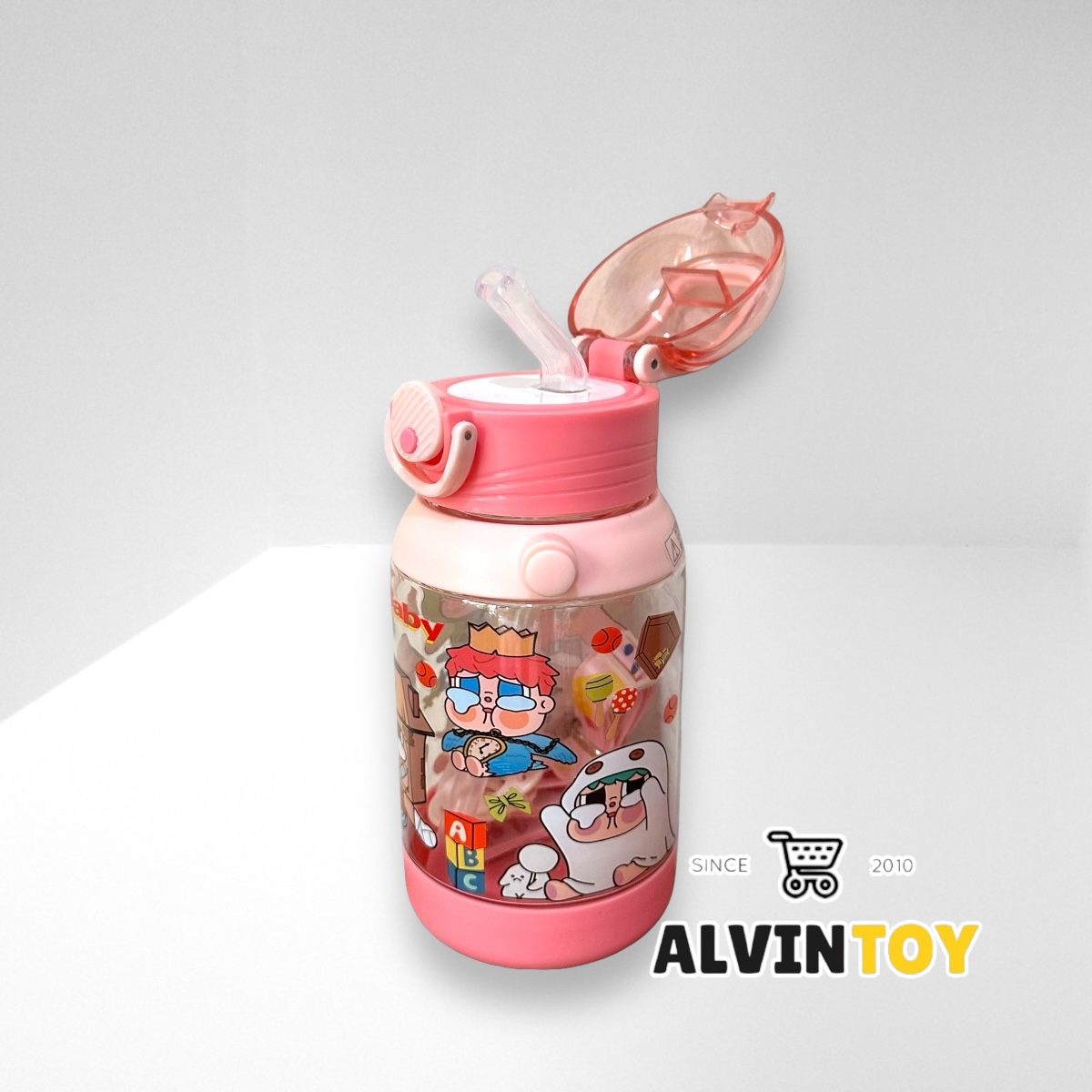 กระติกน้ำเด็ก Crybaby คายเบบี้ มีหลอดดูด 600 ml พร้อมสายสะพาย