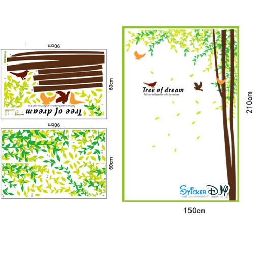 BigSize Transparent Wall Sticker สติ๊กเกอร์ติดผนัง Tree Of Dream (กว้าง150cm.xสูง210cm.)