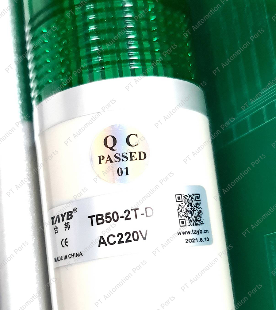 สัญญาณไฟเตือน 2สี TAYB TB50-2T-D Warning Signal Tower Light LED Two Color Red/Green 24VDC/220VAC ø50mm ขายึดแบบฉาก L ทาวเวอร์ไลท์ หลอด LED ชนิดไฟติดค้าง ขนาด 50มม.