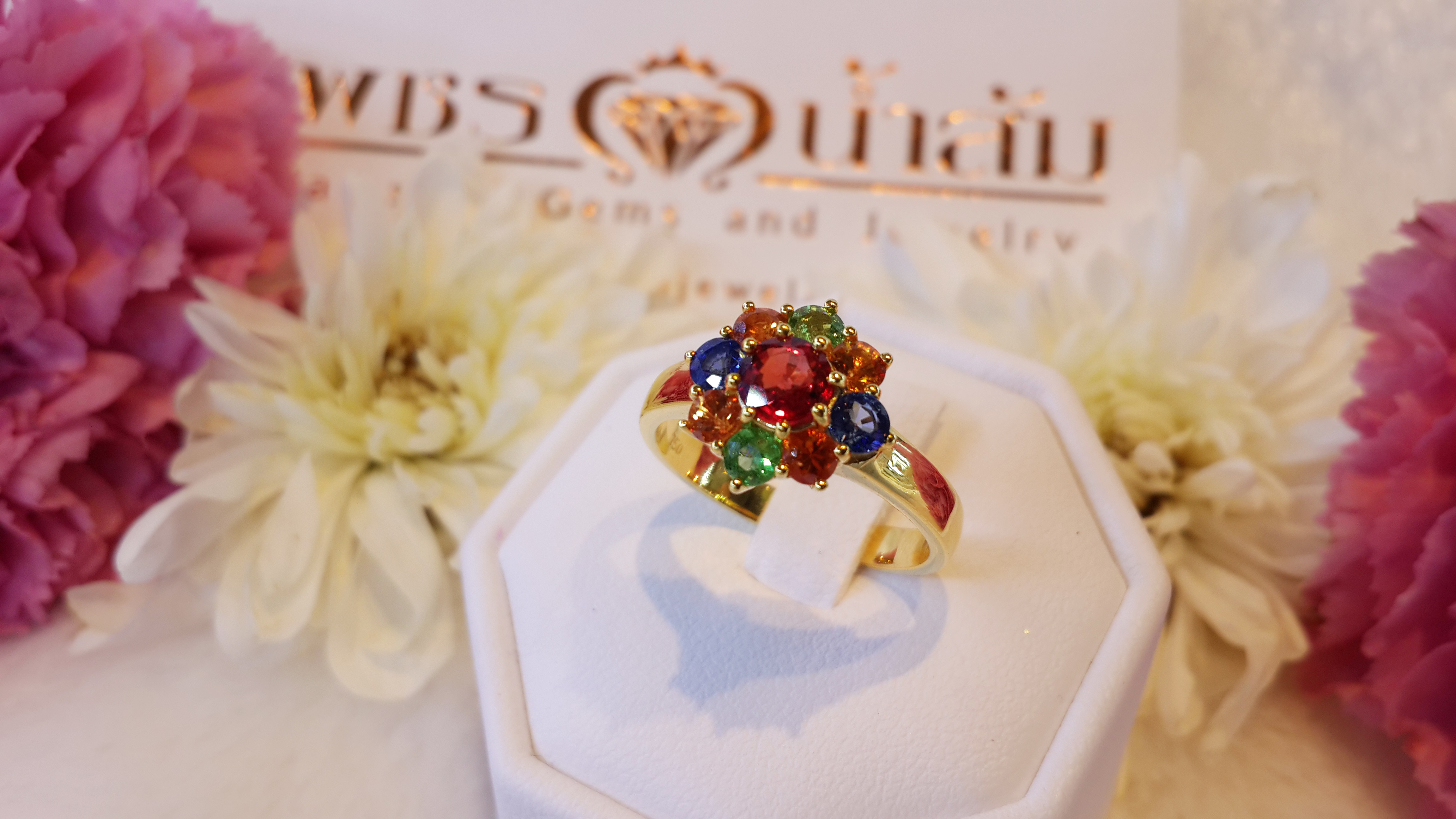 แหวนFancy Sapphire ทรงดอกไม้น่ารัก