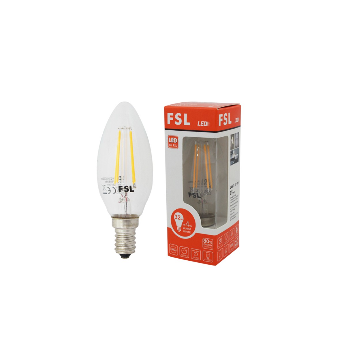 หลอดจำปา LED 4W Warm (e14) FSL